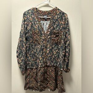 Maeve Black Dress with Red and Yellow Floral Pattern